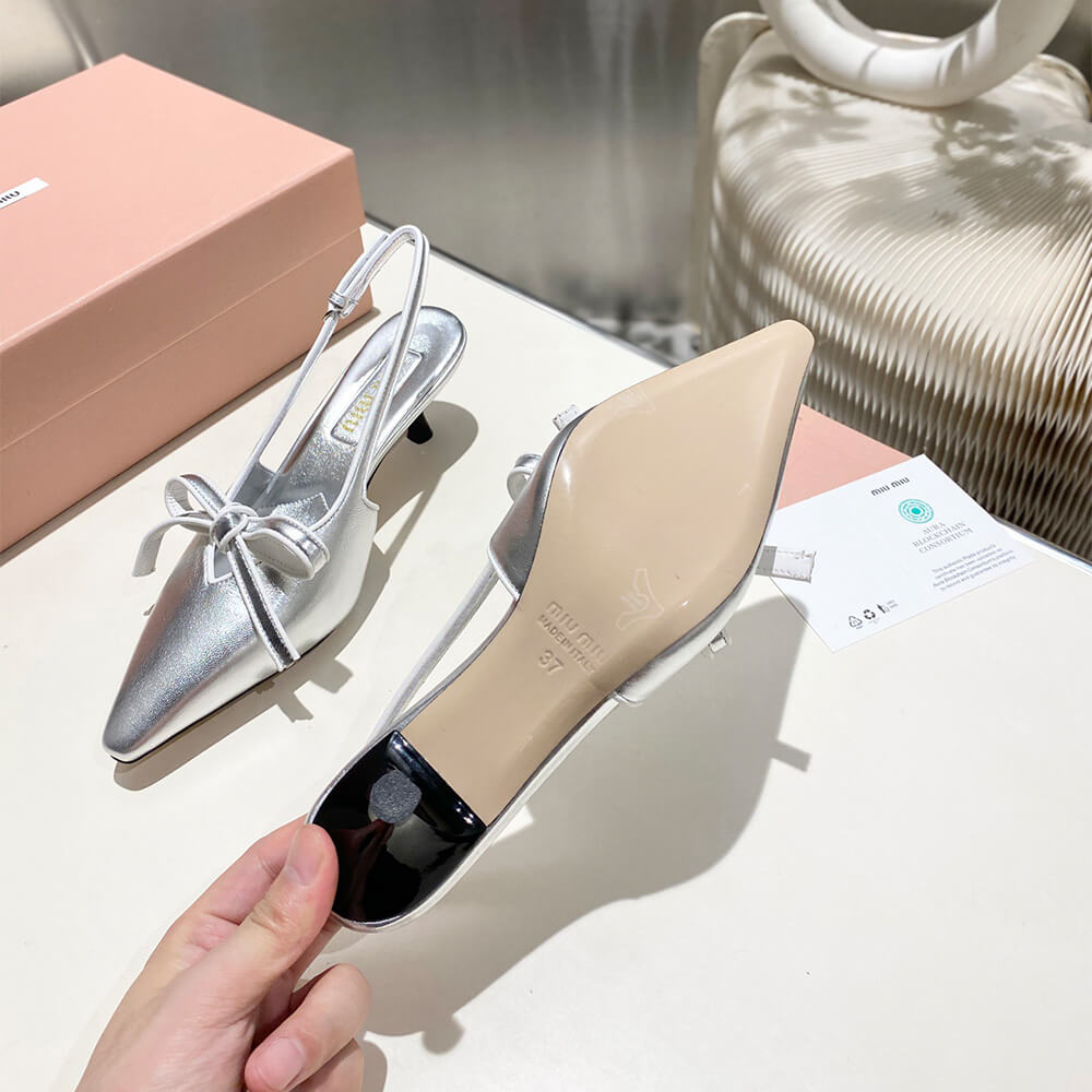 M1um1u Nappa leather slingback pumps