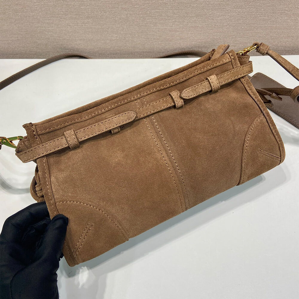 Pra*a Small Pra*a Bonnie suede shoulder bag(HIGH-END GRADE)