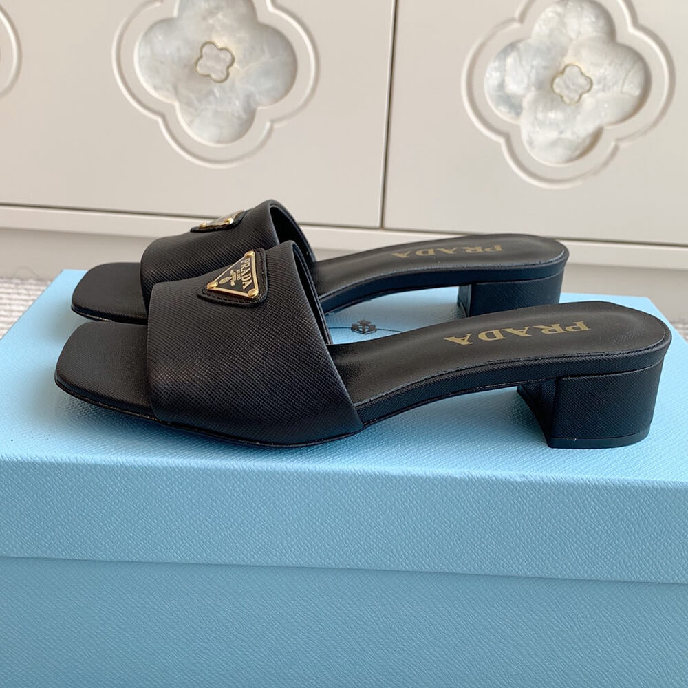 Pra*a Saffiano patent leather sandals