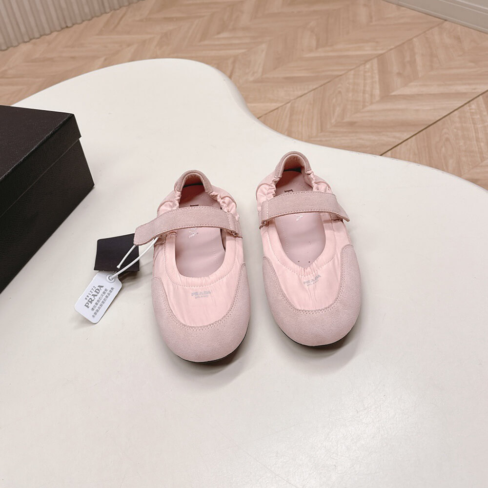 Pra*a Re-Nylon and suede ballet flats
