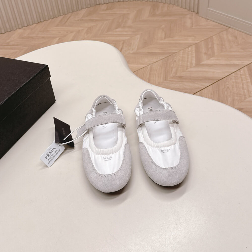Pra*a Re-Nylon and suede ballet flats