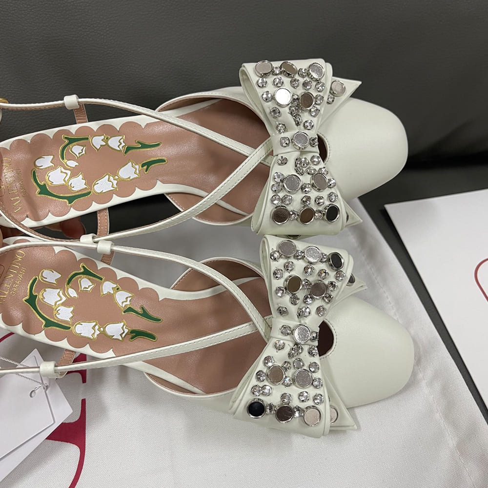 Va1e*ntin0 BOWOW crystal-embellished sheepskin high heels (heel height 4.5 cm)