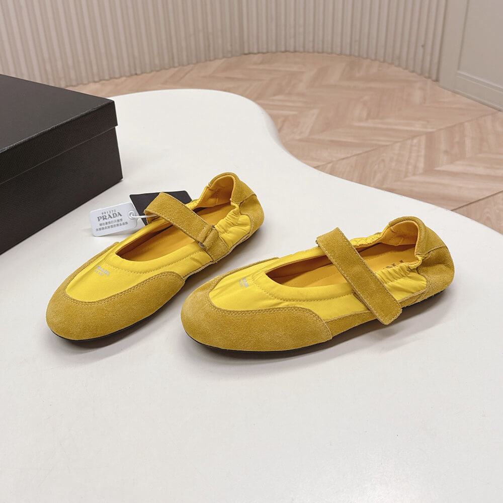 Pra*a Re-Nylon and suede ballet flats