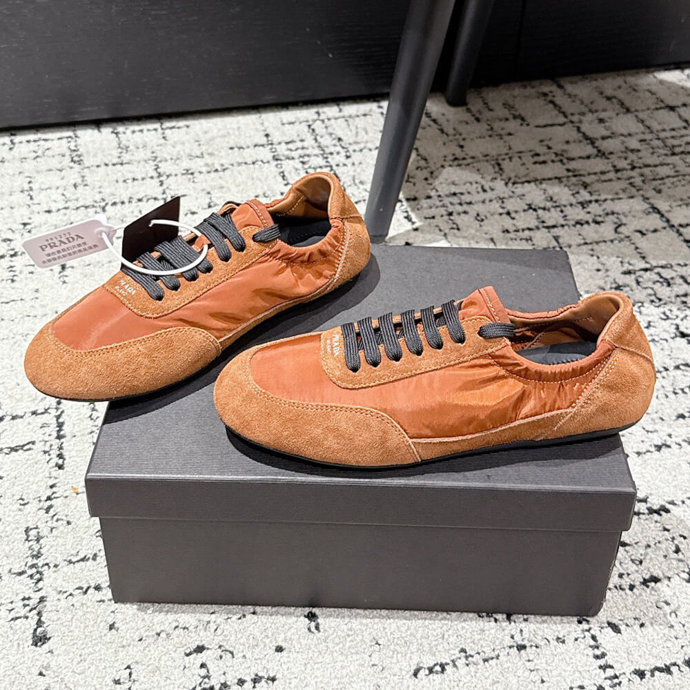 Pra*a Collapse Re-Nylon and suede sneakers