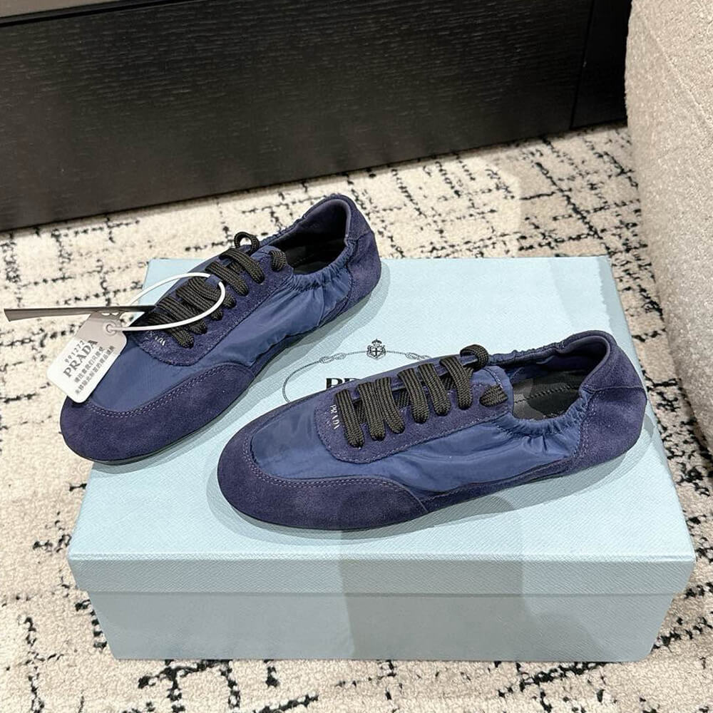Pra*a Collapse Re-Nylon and suede sneakers