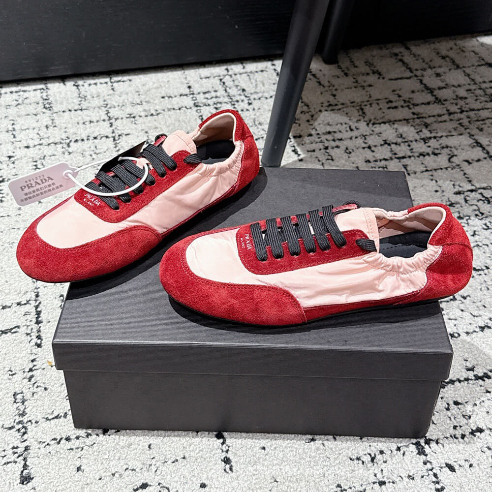 Pra*a Collapse Re-Nylon and suede elasticized sneakers