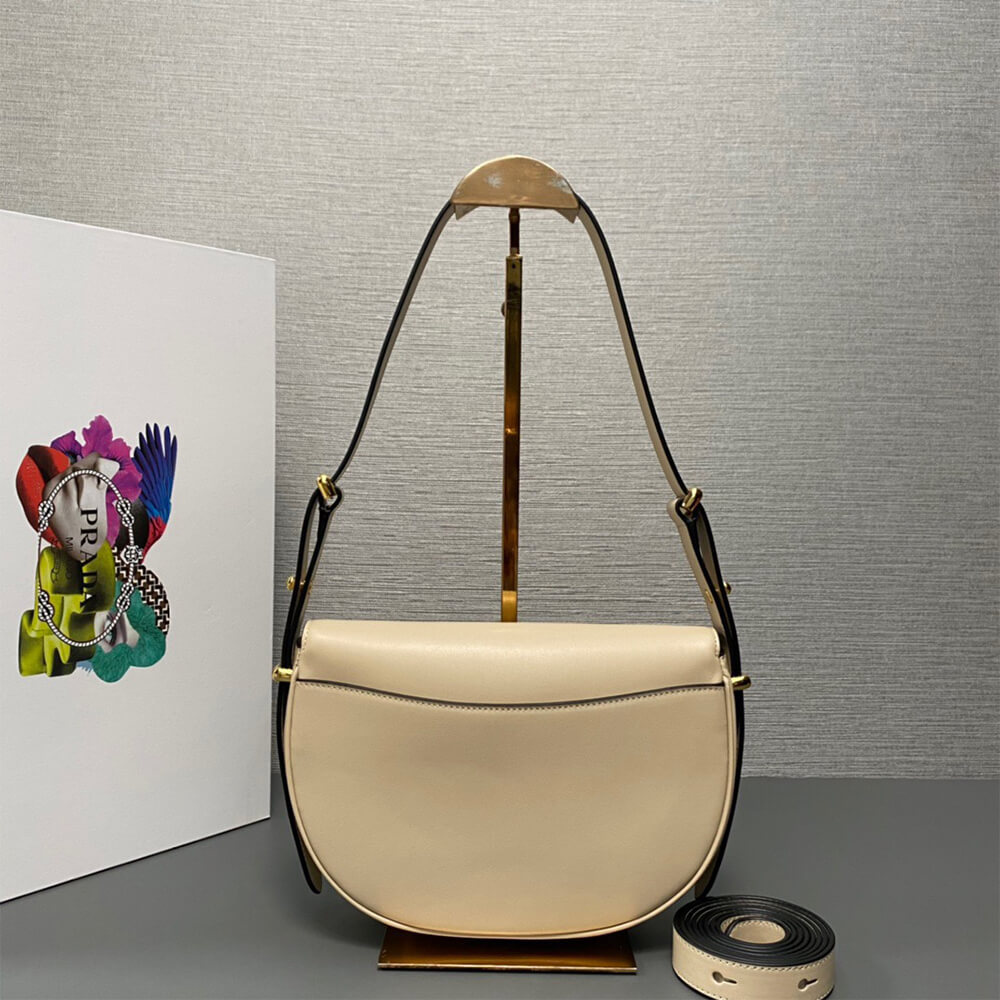 Pra*a Arque leather shoulder bag with flap