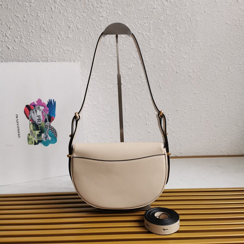 Pra*a Arque leather shoulder bag with flap