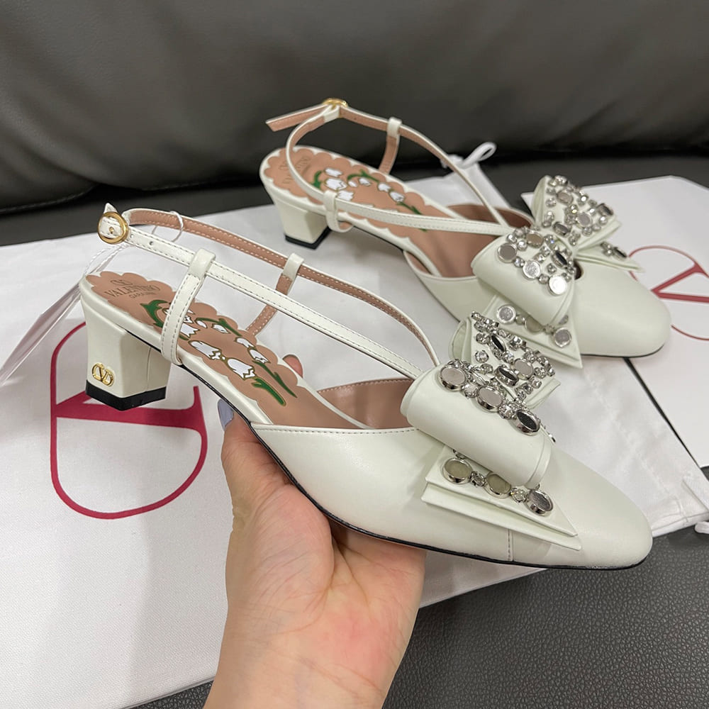 Va1e*ntin0 BOWOW crystal-embellished sheepskin high heels (heel height 4.5 cm)