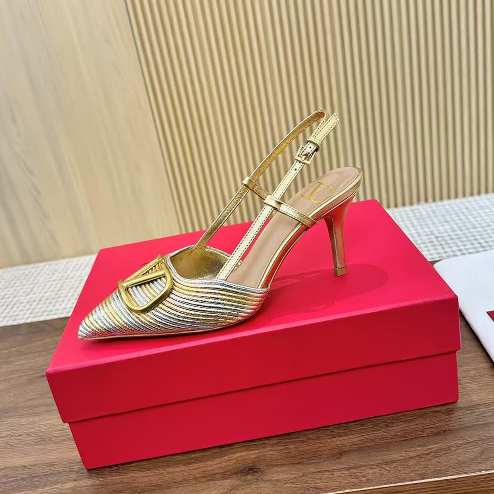 Va1e*ntin0 VLOGO SIGNATURE metallic slingback high heels (heel height 8 cm)