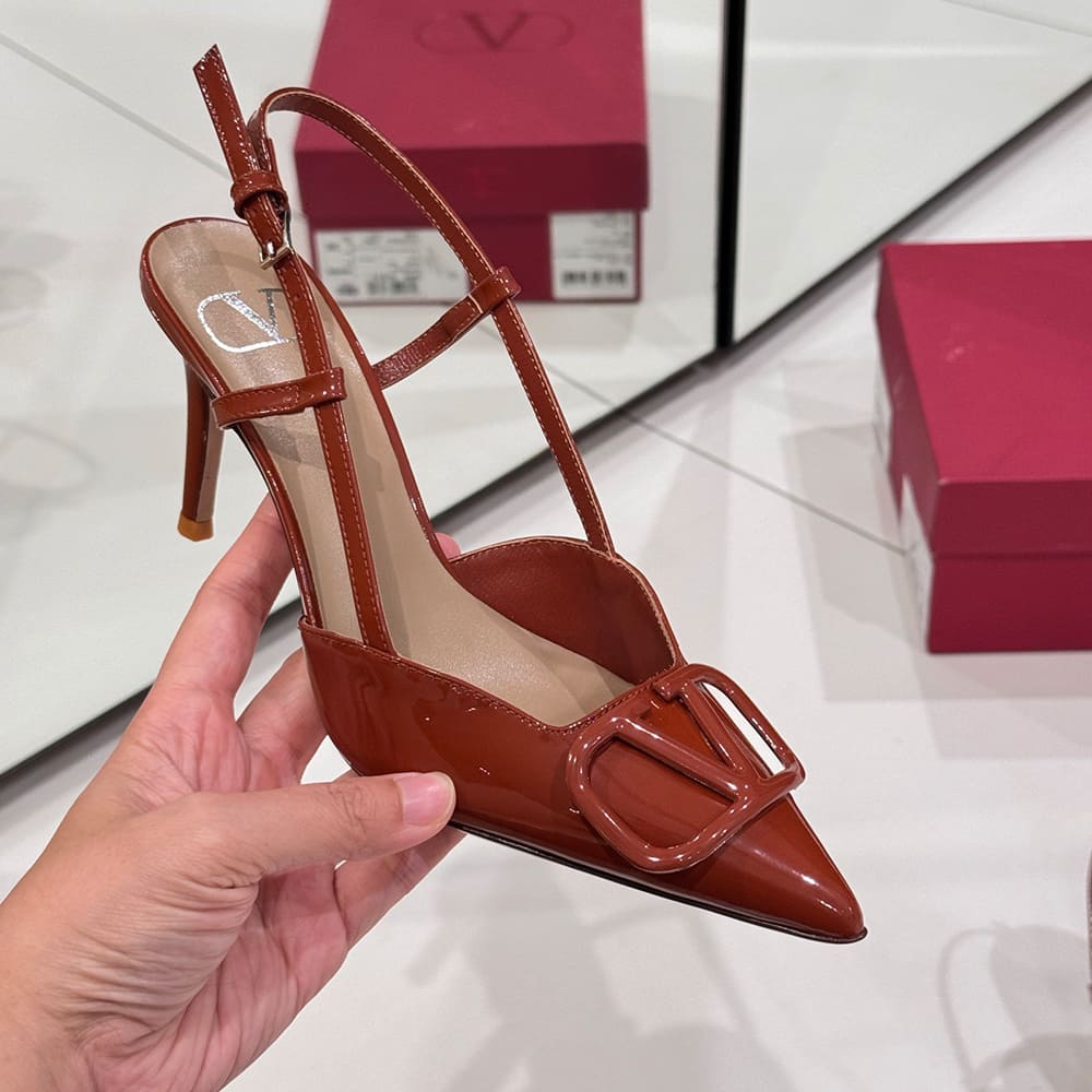 Va1e*ntin0 VLOGO SIGNATURE patent leather lace-up high heels (heel height 8 cm)