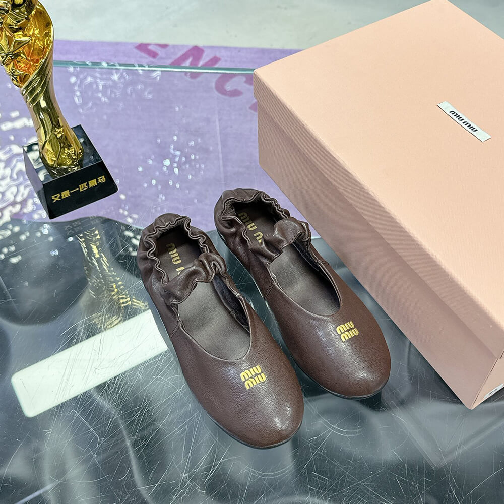 M1um1u Ruches Nappa Leather ballet flats