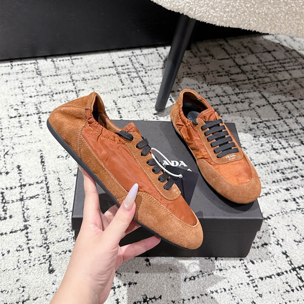 Pra*a Collapse Re-Nylon and suede sneakers