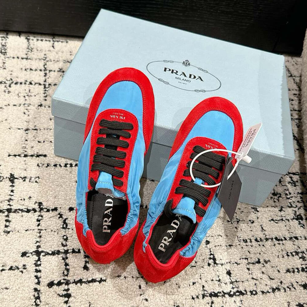 Pra*a Collapse Re-Nylon and suede elasticized sneakers