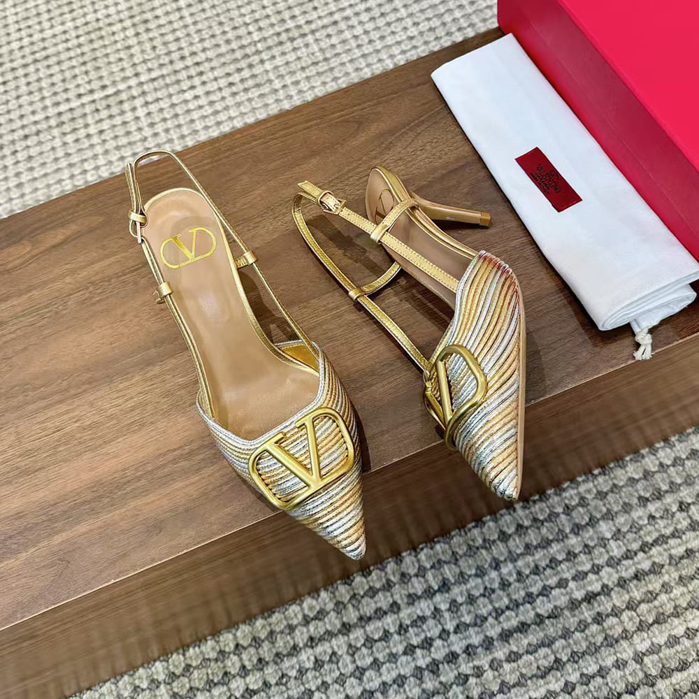 Va1e*ntin0 VLOGO SIGNATURE metallic slingback high heels (heel height 8 cm)