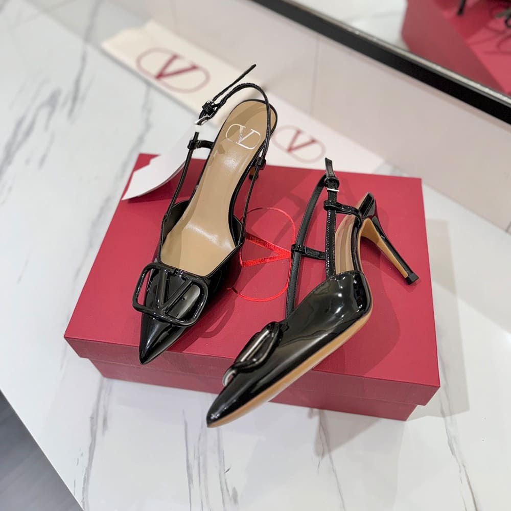 Va1e*ntin0 VLOGO SIGNATURE patent leather lace-up high heels (heel height 8 cm)