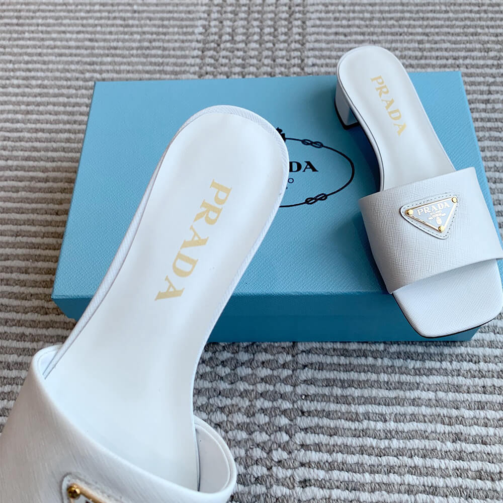 Pra*a Saffiano patent leather sandals