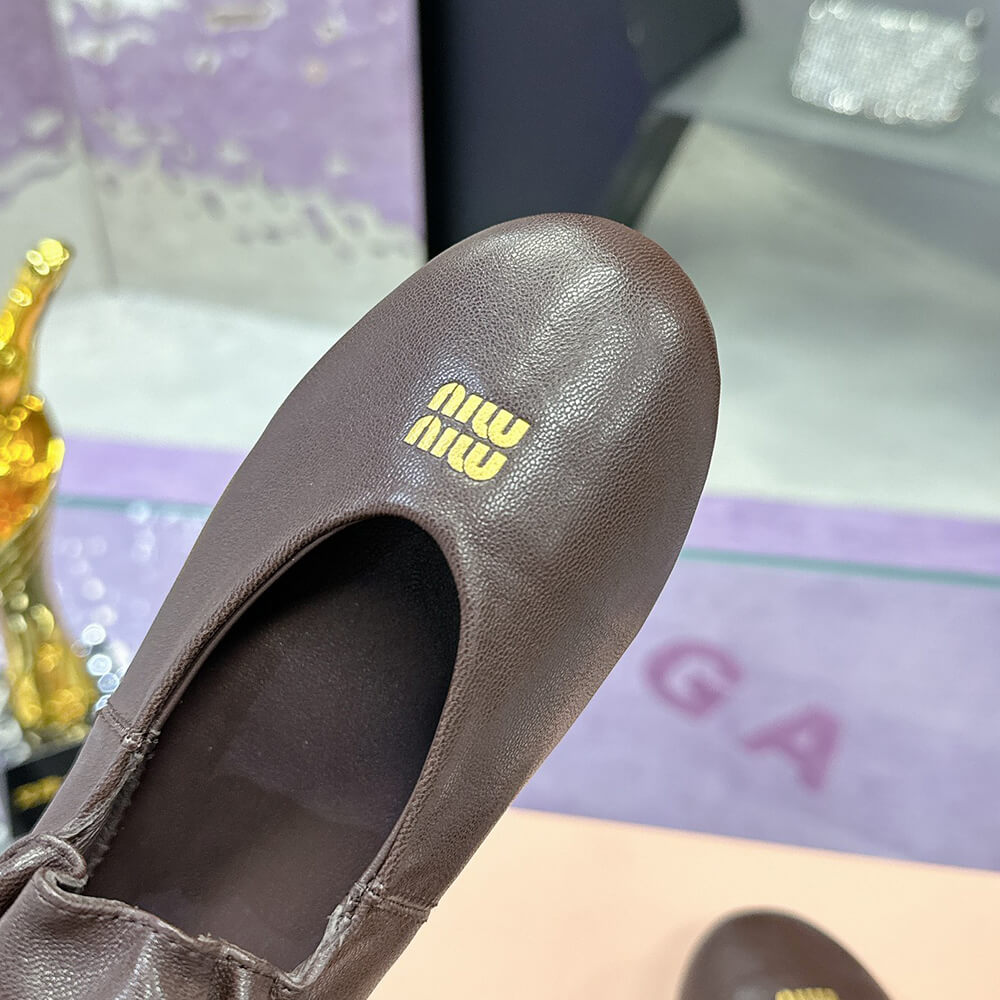 M1um1u Ruches Nappa Leather ballet flats