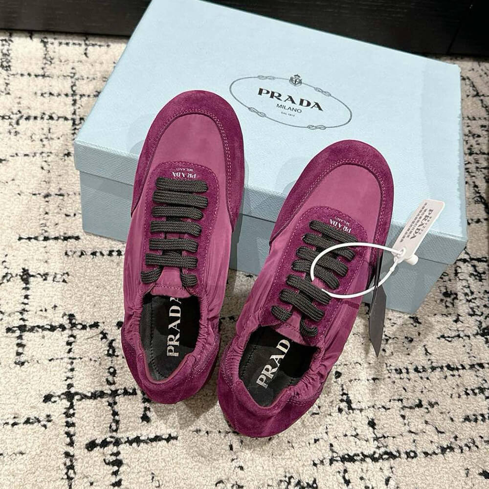 Pra*a Collapse Re-Nylon and suede sneakers