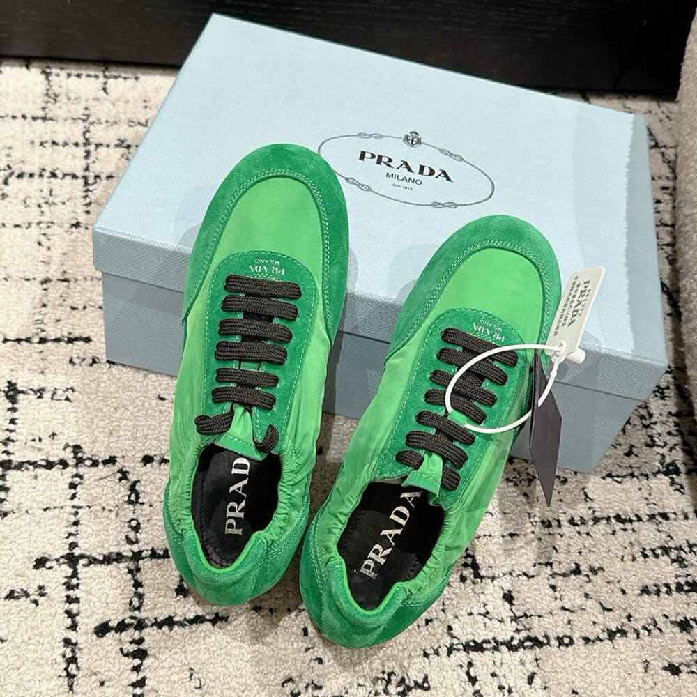 Pra*a Collapse Re-Nylon and suede elasticized sneakers