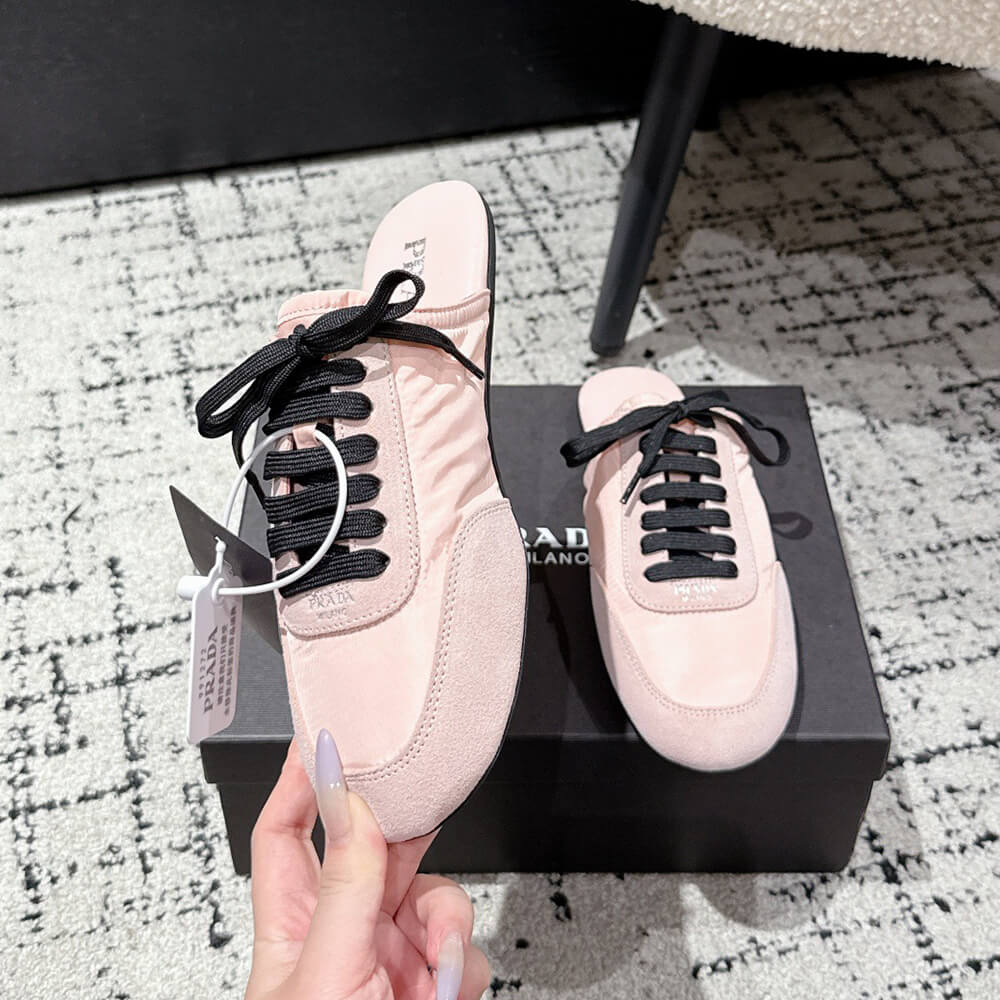 Pra*a Collapse Re-Nylon and suede mules
