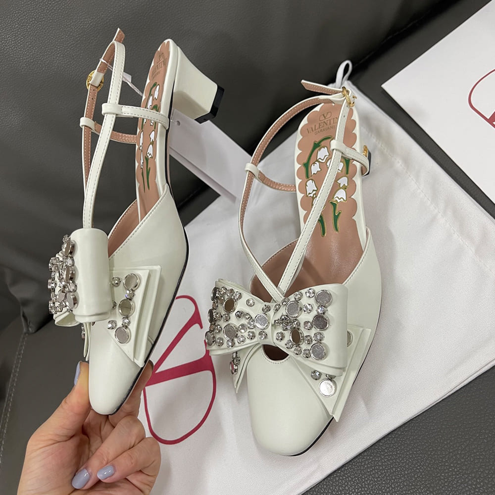 Va1e*ntin0 BOWOW crystal-embellished sheepskin high heels (heel height 4.5 cm)