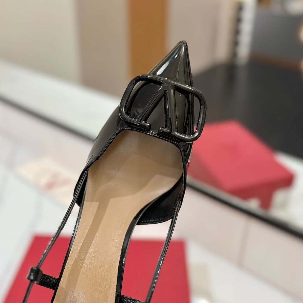 Va1e*ntin0 VLOGO SIGNATURE patent leather lace-up high heels (heel height 8 cm)