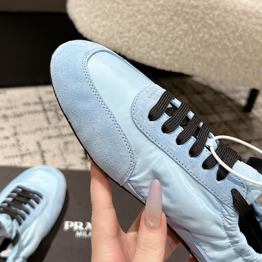 Pra*a Collapse Re-Nylon and suede elasticized sneakers
