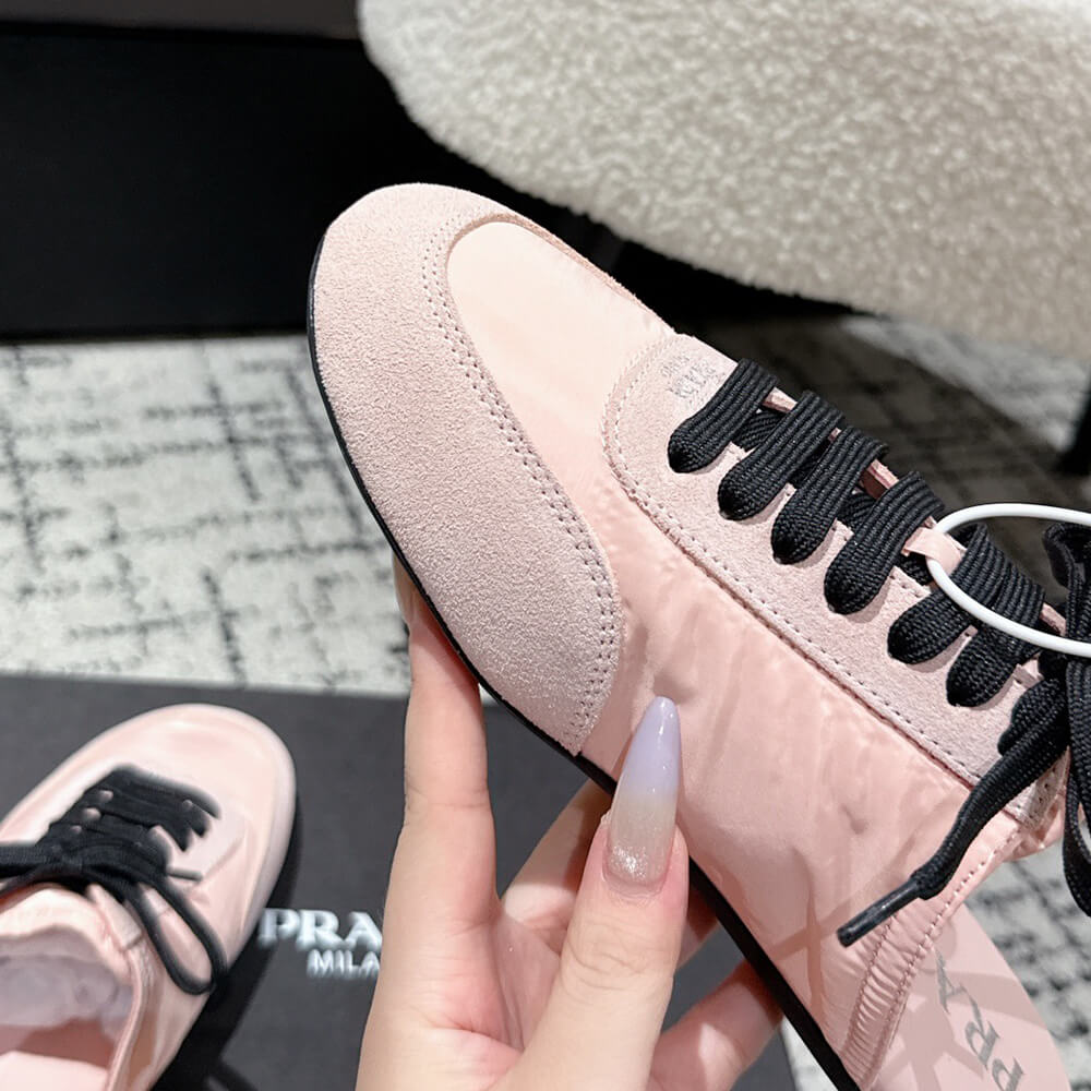 Pra*a Collapse Re-Nylon and suede mules