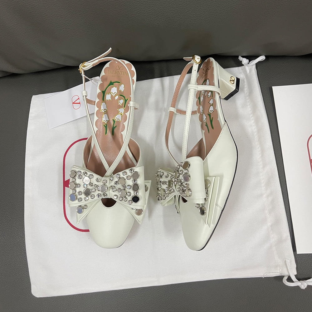 Va1e*ntin0 BOWOW crystal-embellished sheepskin high heels (heel height 4.5 cm)
