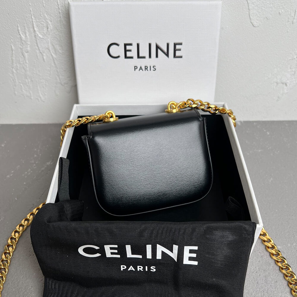 Ce1i*e MINI CHAIN CLAUDE IN Shiny calfskin(HIGH-END GRADE)