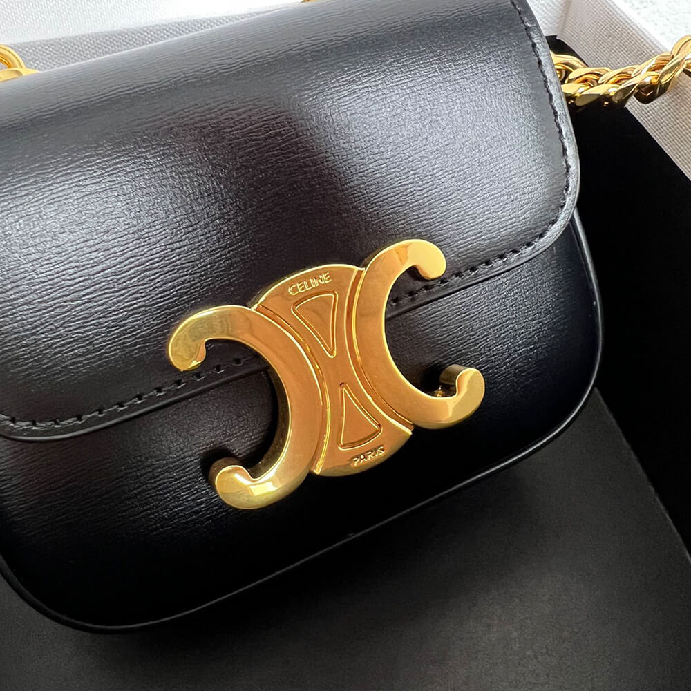 Ce1i*e MINI CHAIN CLAUDE IN Shiny calfskin(HIGH-END GRADE)