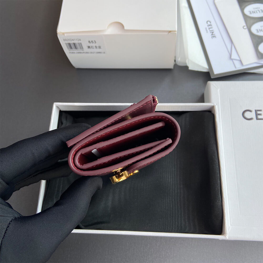 Ce1i*e COMPACT WALLET WITH COIN TRIOMPHE IN SHINY CALFSKIN(HIGH-END GRADE)