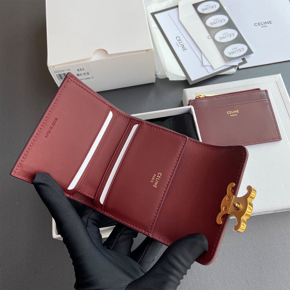 Ce1i*e COMPACT WALLET WITH COIN TRIOMPHE IN SHINY CALFSKIN(HIGH-END GRADE)