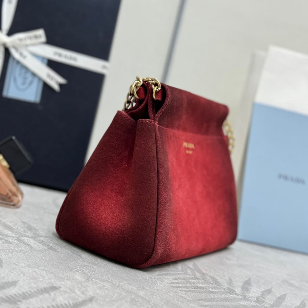 Pra*a Enchaine mini suede bag(HIGH-END GRADE)