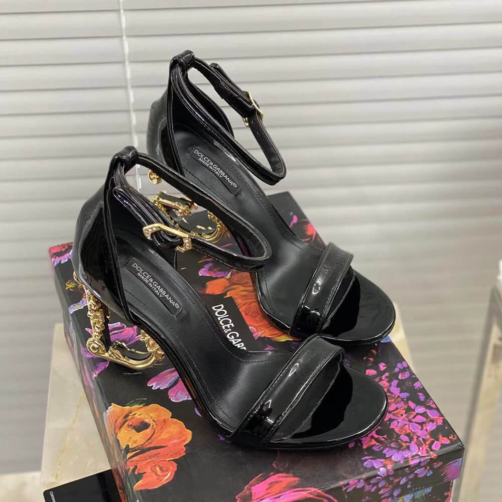 D01ce & gbbana polished calfskin sandals with dg baroque heel