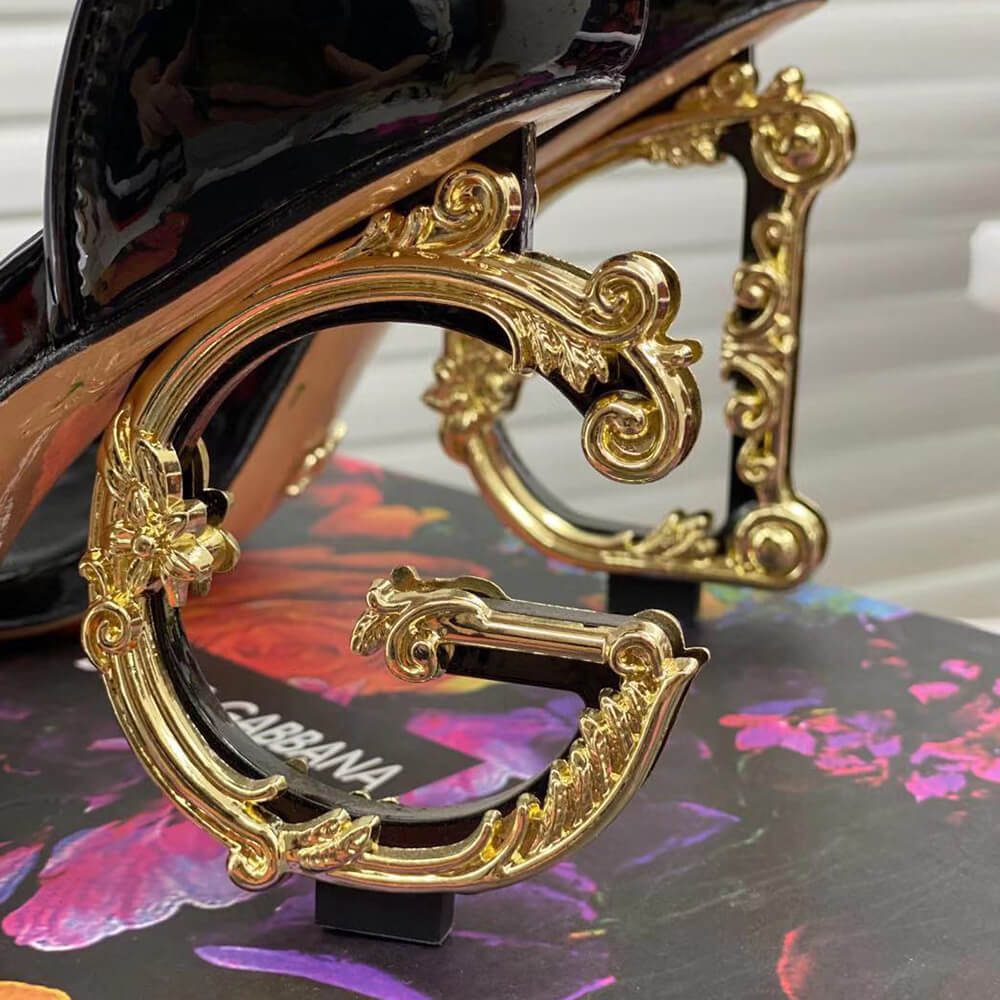 D01ce & gbbana polished calfskin sandals with dg baroque heel