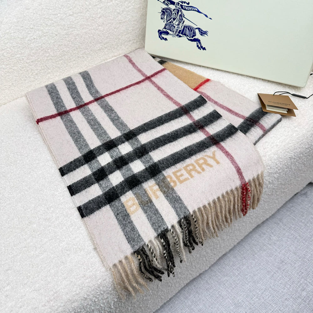 Bv*b*rry Contrast Check Cashmere Scarf