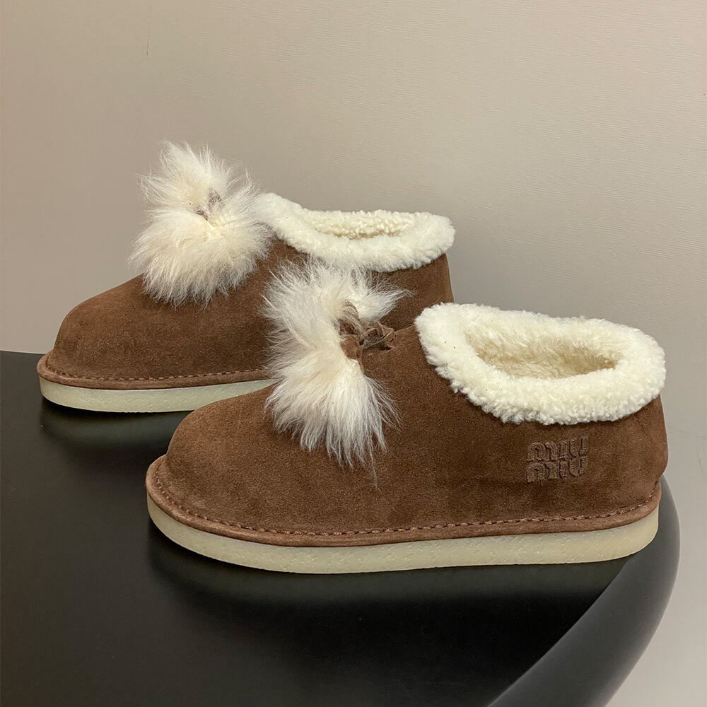 M1um1u Suede and shearling mules