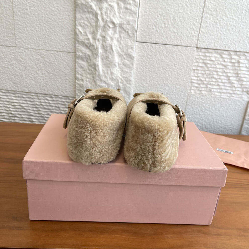 M1um1u Shearling ballerinas