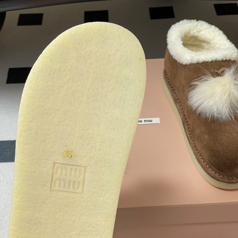 M1um1u Suede and shearling mules