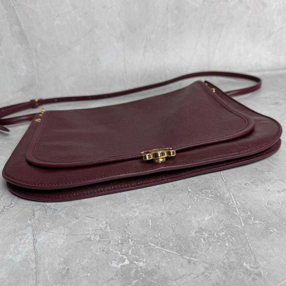 Ce1i*e SOFT TRIOMPHE BESACE IN S*pPLE SHINY LAMBSKIN(HIGH-END GRADE)