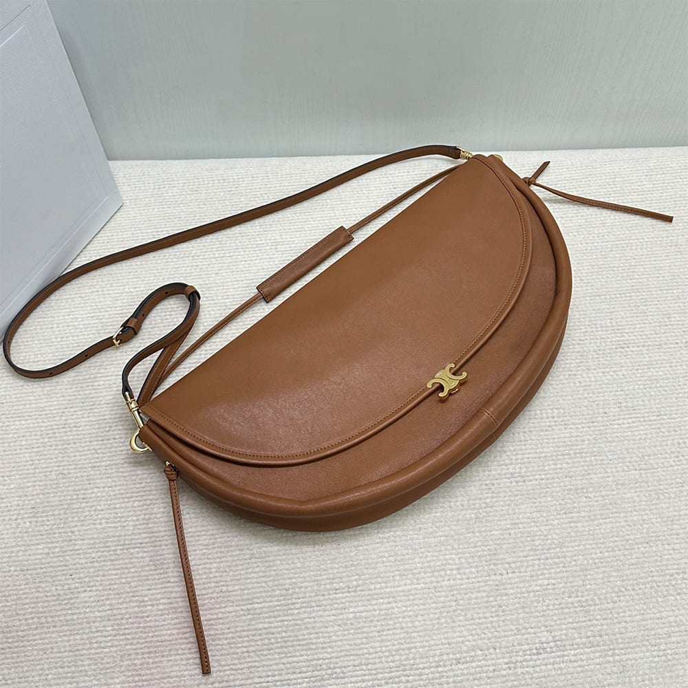 Ce1i*e HALFMOON SOFT TRIOMPHE BAG IN S*pPLE SHINY LAMBSKIN(HIGH-END GRADE)