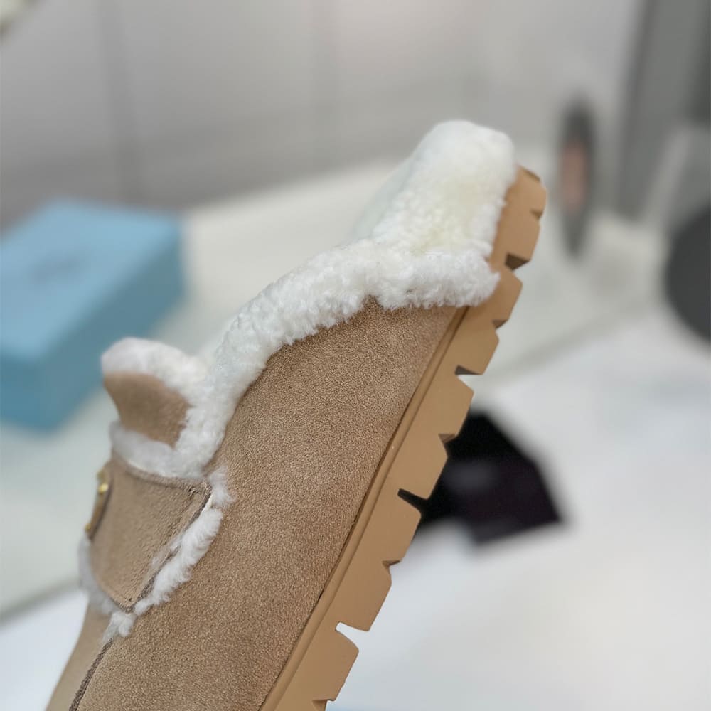 Pra*a Suede and shearling slippers