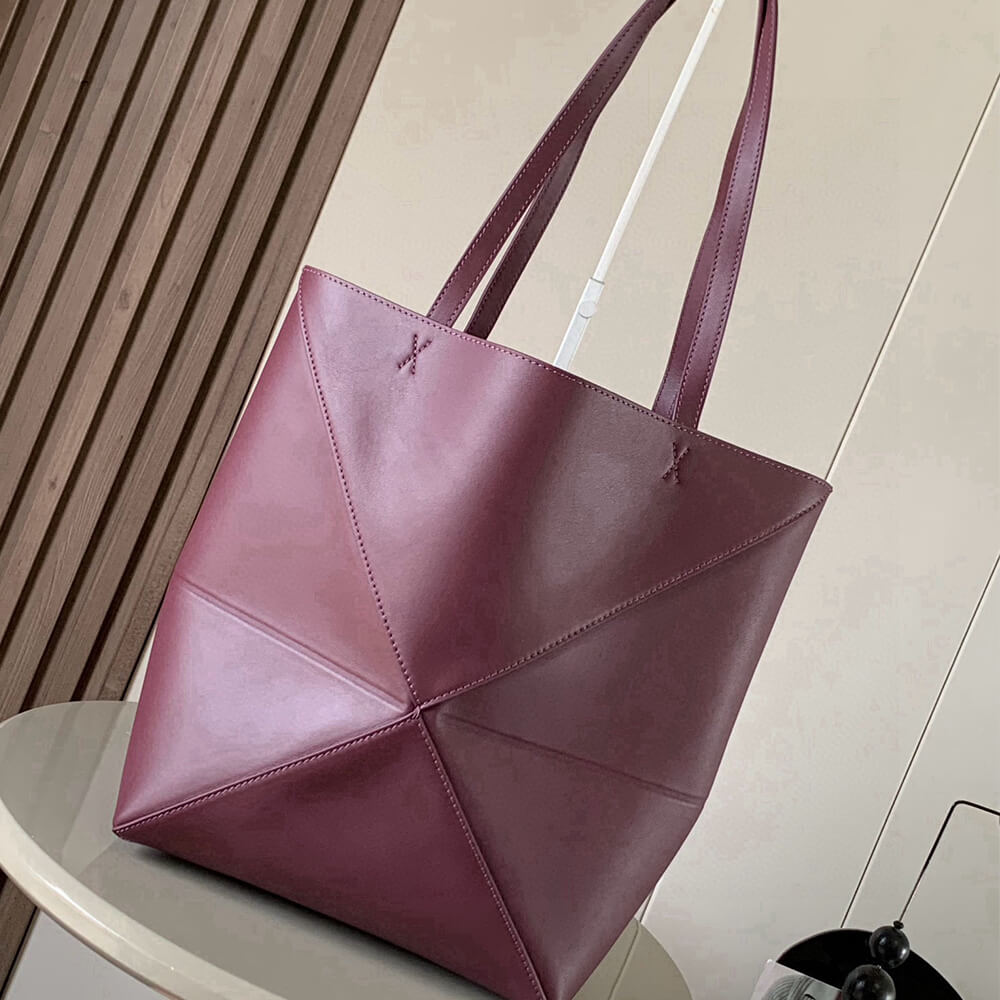 L0ew* Medium Puzzle Fold tote in shiny calfskin(HIGH-END GRADE)