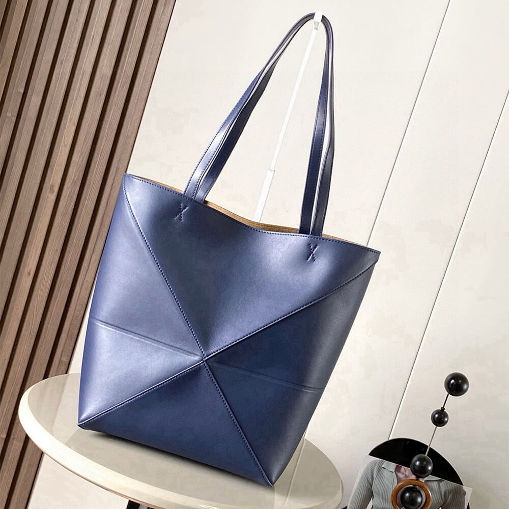 L0ew* Medium Puzzle Fold tote in shiny calfskin(HIGH-END GRADE)