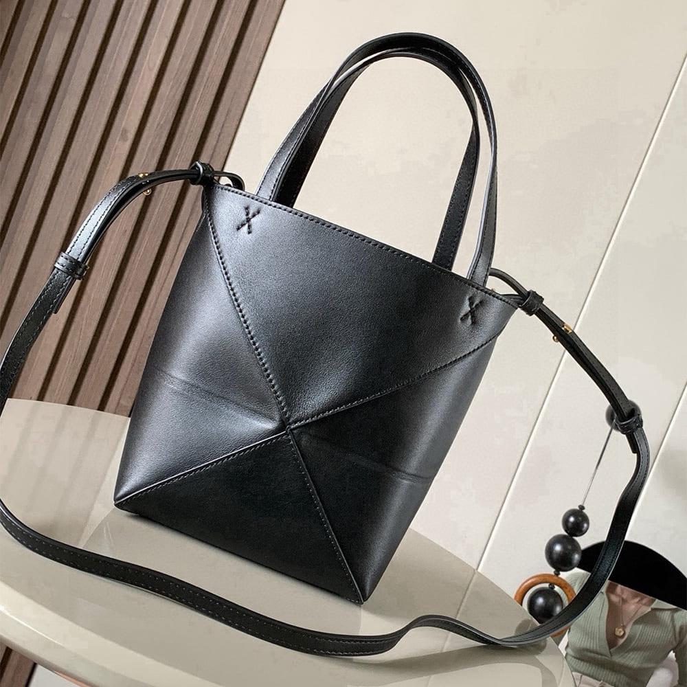 L0ew* Mini Puzzle Fold tote in shiny calfskin(HIGH-END GRADE)