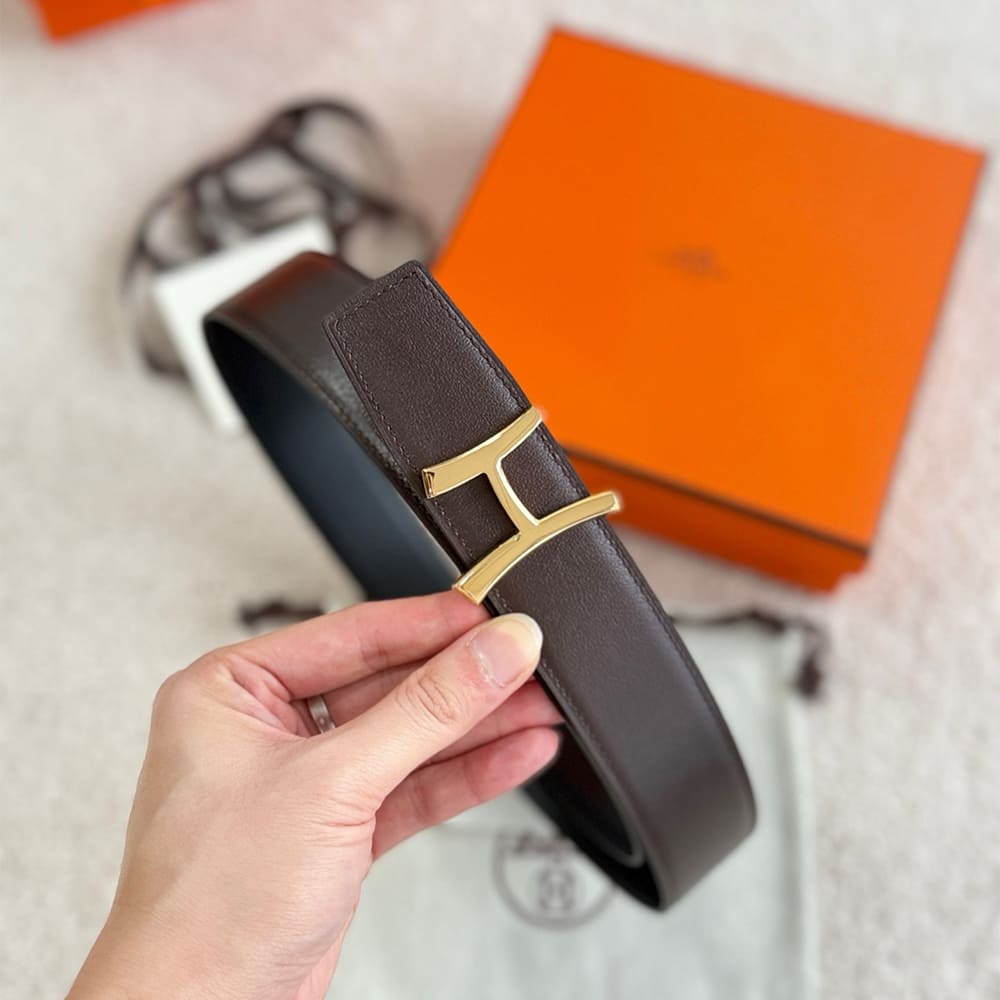 H**me5 Script belt buckle & Reversible leather strap 38 mm