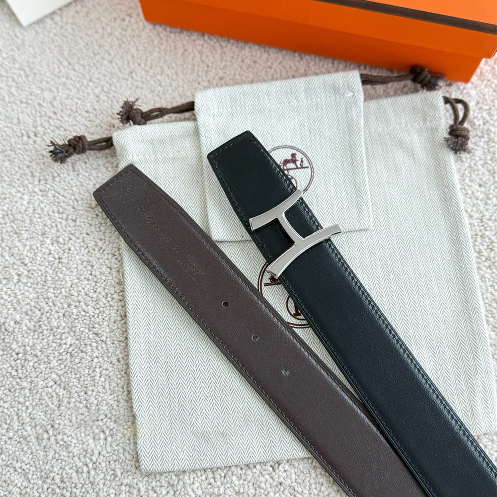 H**me5 Script belt buckle & Reversible leather strap 38 mm