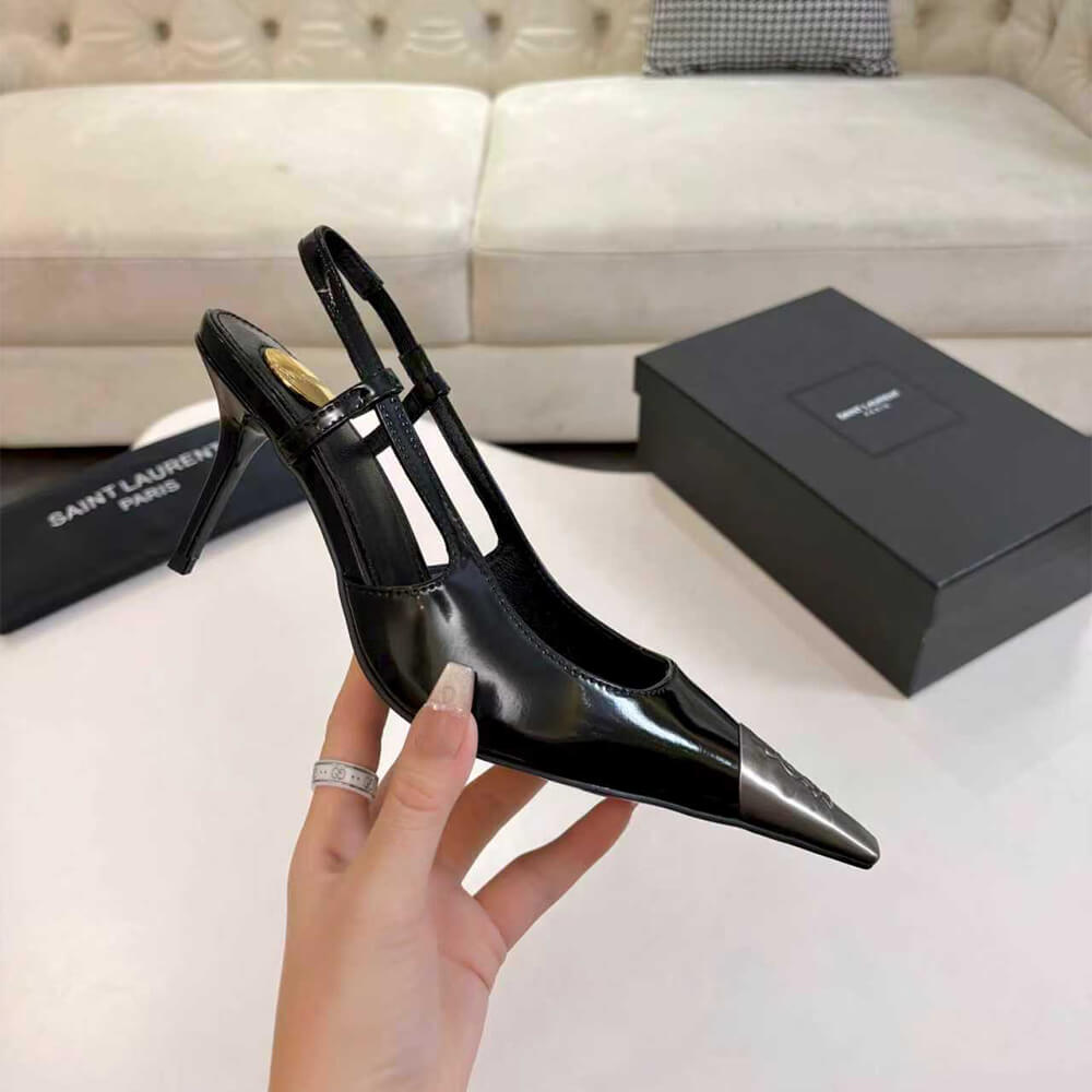 Y51 JEANNE slingback pumps in glazed leather